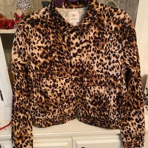 Jean jacket NWOT L cheetah w/pocket